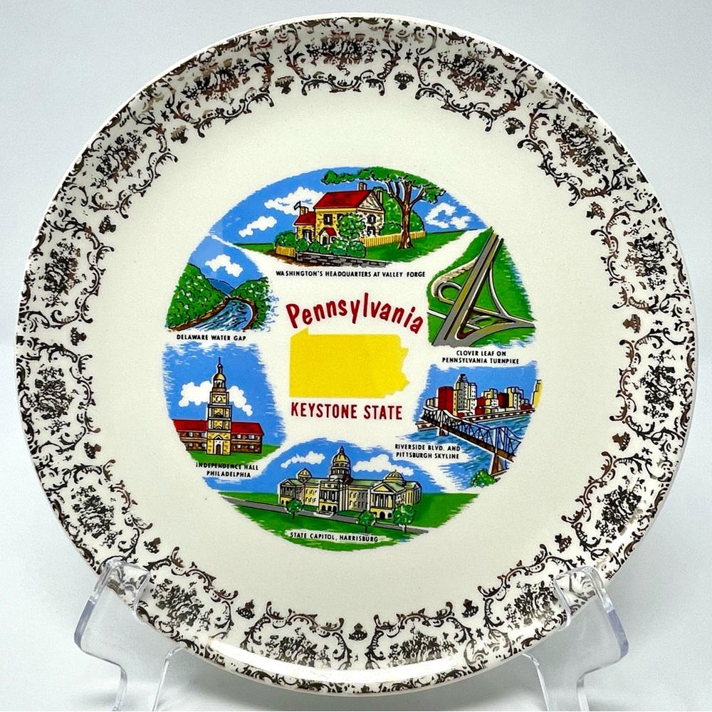 Vintage State of Pennsylvania Commemorative Plate Historic Landmarks Skyline